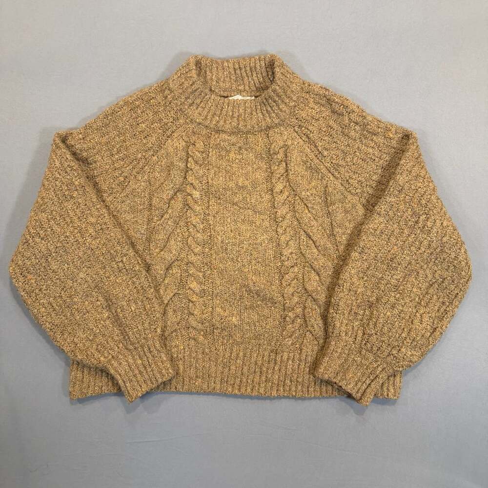 Universal Thread Mock Neck Sweater Size M Brown Cable Knit Pullover